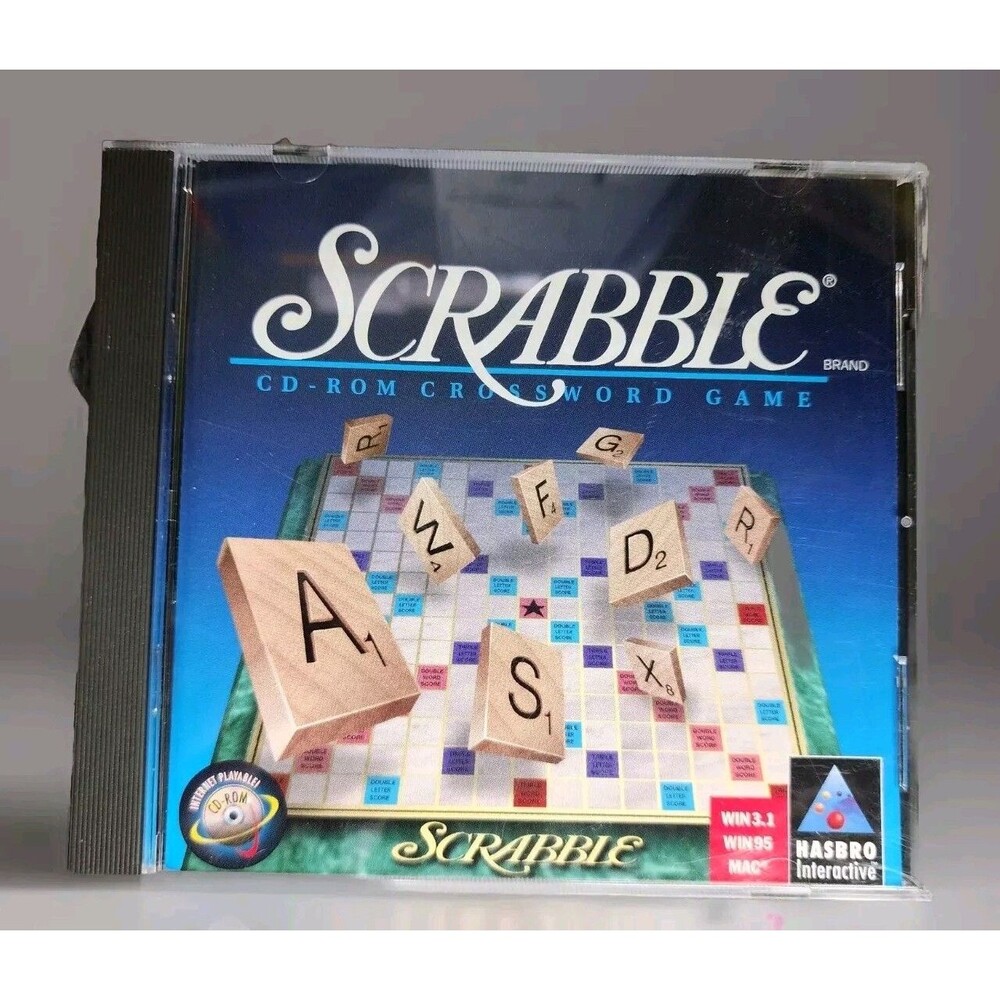 Vintage Scrabble PC CD-Rom Crossword Game 1996 Edition Hasbro Interactive